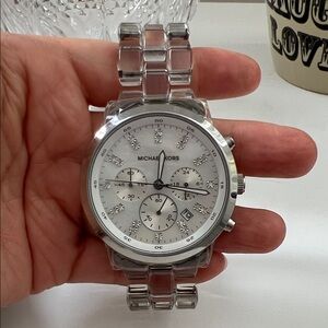 Michael Kors Silver Women’s Clear Acrylic Watch